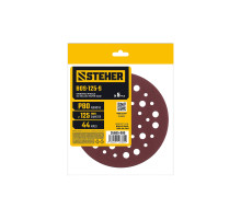 STEHER BOS-125-S 125 мм, Р80, шлифовальный круг на липучке, 44 отв., 5 шт. (35685-080)
