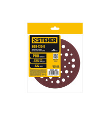 STEHER BOS-125-S 125 мм, Р80, шлифовальный круг на липучке, 44 отв., 5 шт. (35685-080)