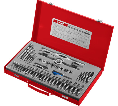 ЗУБР 52 предм., сталь 9ХС, набор метчиков и плашек (28130-H52) купить  в Сочи