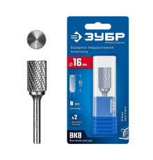 ЗУБР 16х25 мм, тип B (цилиндр с торцевыми зубьями), хв-к 6 мм, твердосплавная борфреза, ПРОФЕССИОНАЛ (28801-16-25)