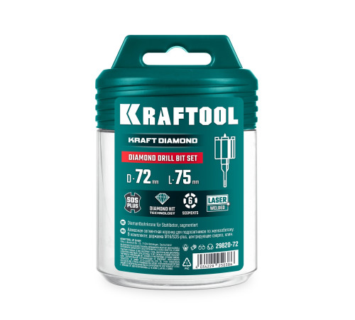 KRAFTOOL DIAMOND d 68 мм (М16, рабочая глубина 75 мм, лазерная сварка), Алмазная Коронка для подрозетников (29820-68) купить в Сочи KRAFTOOL DIAMOND d 68 мм (М16, рабочая глубина 75 мм, лазерная сварка), Алмазная Коронка для подрозетников (29820-68) купить в Сочи