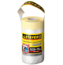 STAYER 0.55 х 15 м, 9 мкм ПВД, защитная пленка-маскер с клейкой лентой (12255-055-15)