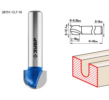 ЗУБР 12.7 x 10 мм, радиус 6.35 мм, фреза пазовая галтельная, Профессионал (28751-12.7-10)