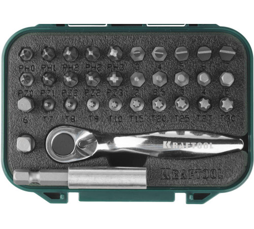 KRAFTOOL 33 шт, набор бит с мини-трещоткой (26157-H33) купить в Сочи KRAFTOOL 33 шт, набор бит с мини-трещоткой (26157-H33) купить в Сочи
