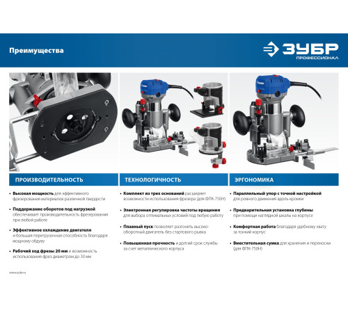 ЗУБР 750 Вт, кромочный фрезер, Профессионал (ФПК-750) купить  в Сочи