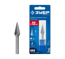 ЗУБР 12х25 мм, тип M (конус с острым углом 25°), хв-к 6 мм, твердосплавная борфреза, ПРОФЕССИОНАЛ (28811-12-25)