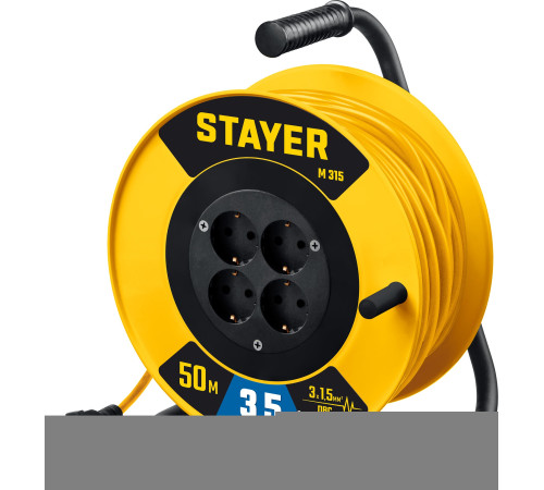 STAYER M-315, ПВС, 3 х 1.5 мм2, 50 м, 3500 Вт, силовой удлинитель на катушке (55078-50) купить в Сочи STAYER M-315, ПВС, 3 х 1.5 мм2, 50 м, 3500 Вт, силовой удлинитель на катушке (55078-50) купить в Сочи