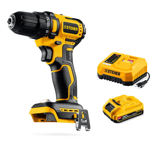 STEHER 20 В, 45 Н·м, 1 АКБ LMS (2 А·ч), бесщеточная дрель-шуруповерт (CB-45-21) купить в Сочи STEHER 20 В, 45 Н·м, 1 АКБ LMS (2 А·ч), бесщеточная дрель-шуруповерт (CB-45-21) купить в Сочи