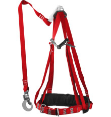 ЗУБР УРАЛ строп с летночным амортизатором, 3 точки крепления, L (1140-1440), лямочный пояс с наплечными и набедренными лямками (11583)