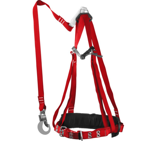 ЗУБР УРАЛ строп с летночным амортизатором, 3 точки крепления, L (1140-1440), лямочный пояс с наплечными и набедренными лямками (11583) купить  в Сочи