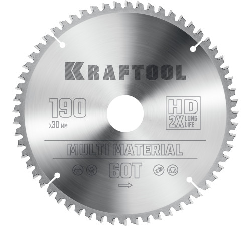 KRAFTOOL Multi Material, 190 х 30 мм, 60Т, пильный диск по алюминию (36953-190-30) купить  в Сочи
