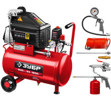 ЗУБР 200 л/мин, 24 л, 1500 Вт, 6 предметов, безмасляный компрессор (КП-200-24 Н6)