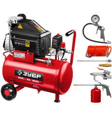 ЗУБР 200 л/мин, 24 л, 1500 Вт, 6 предметов, безмасляный компрессор (КП-200-24 Н6)