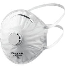 STAYER KV-95, класс защиты FFP2, коническая, фильтрующая полумаска с клапаном выдоха (11110-2)