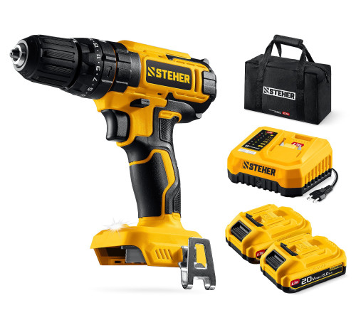 STEHER 20 В, 40 Н·м, 2 АКБ LMS (2 А·ч), ударная дрель-шуруповерт, сумка (CDS-40-22) купить в Сочи STEHER 20 В, 40 Н·м, 2 АКБ LMS (2 А·ч), ударная дрель-шуруповерт, сумка (CDS-40-22) купить в Сочи