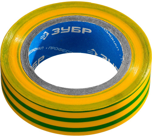 ЗУБР ЭЛЕКТРИК-10, 15 мм х 10 м, 6 000 В, желто-зеленая, не поддерживает горение, изолента ПВХ, Профессионал (1233-6) купить  в Сочи