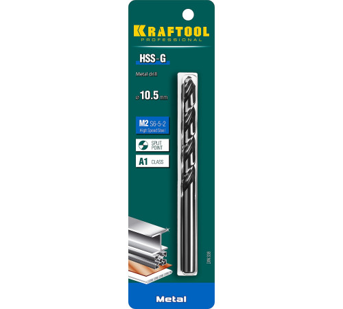 KRAFTOOL HSS-G, 10.5 х 133 мм, сталь P6M5, сверло по металлу (29651-10.5) купить в Сочи KRAFTOOL HSS-G, 10.5 х 133 мм, сталь P6M5, сверло по металлу (29651-10.5) купить в Сочи