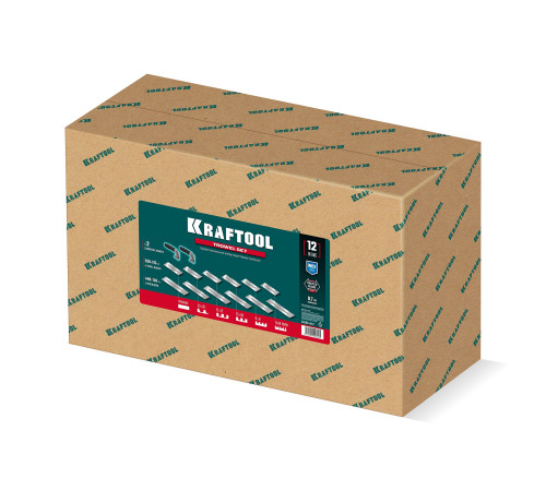 KRAFTOOL 280х115 мм (6шт) - 480х130 мм (6шт), набор нержавеющих гребенок со сменной 2к ручкой, в пластиковом кейсе (33268-H12) купить  в Сочи