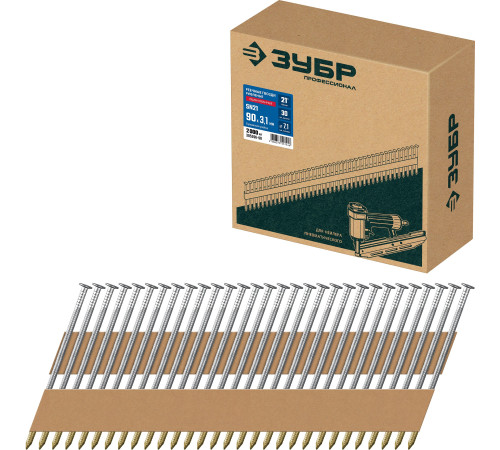 ЗУБР SN21 90 х 3.1 мм, реечные гвозди рифленые оцинкованные, 2010 шт(305396-90) купить  в Сочи
