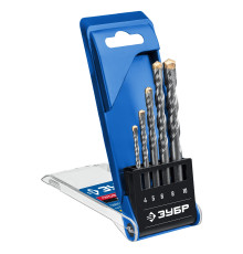 ЗУБР 5 шт: d 4-5-6-8-10 мм, трехгранный хвостовик, набор сверл по бетону усиленных, Профессионал (2916-H5)