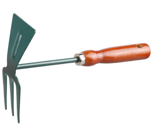 GRINDA 250 мм, 3 зубца, углеродистая сталь, прямое лезвие, деревянная ручка, садовая мотыжка (8-421235) купить  в Сочи
