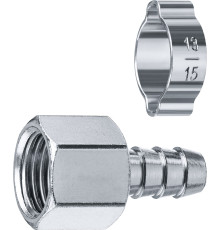 ЗУБР штуцер ″елочка″, 10 мм - 3/8″F, переходник с обжимным хомутом, Профессионал (64923-3/8-10)
