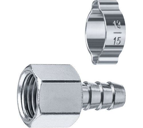 ЗУБР штуцер ″елочка″, 10 мм - 3/8″F, переходник с обжимным хомутом, Профессионал (64923-3/8-10) купить  в Сочи