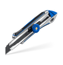 ЗУБР Титан-В, 18 мм, металлический обрезиненный нож с винтовым фиксатором, Профессионал (09174)