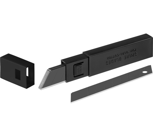 OLFA 18 мм, 10 шт, в пластиковом кейсе + блистер, черные сегментированные лезвия, особо острые, EXCEL BLACK (OL-LBB-10B) купить  в Сочи
