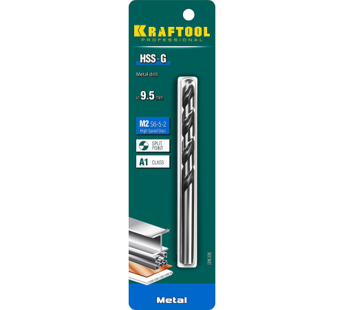 KRAFTOOL HSS-G, 9.5 х 125 мм, сталь P6M5, сверло по металлу (29651-9.5) купить в Сочи KRAFTOOL HSS-G, 9.5 х 125 мм, сталь P6M5, сверло по металлу (29651-9.5) купить в Сочи