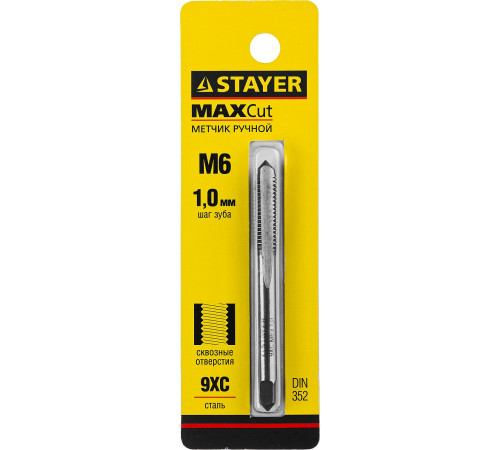 STAYER М6 х 1.0, одинарный, метчик для сквозных отверстий (28020-06-1.0) купить  в Сочи