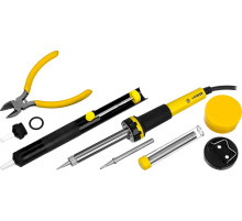 STAYER PROTerm, 60Вт, 2к рукоят, конус, подставка+припой+сменн жало+оловоотсос+сменн насадка+канифоль+кусачки, паял набор, Professional (55314-60-H8)