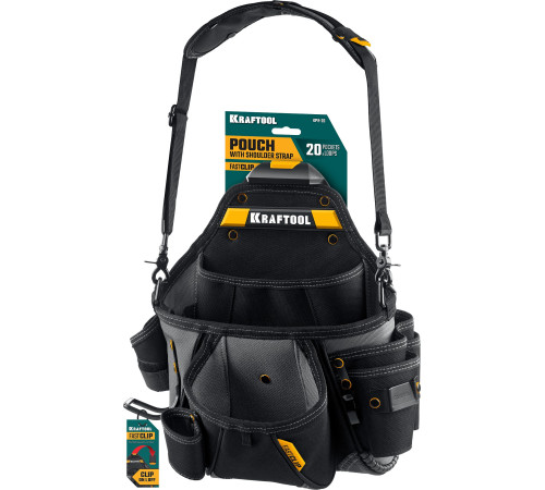 KRAFTOOL KPB-20 с быстросъёмным креплением FastClip, плечевой ремень, 20 карманов и петель, 320 х 310 мм, поясная сумка (38767) купить в Сочи KRAFTOOL KPB-20 с быстросъёмным креплением FastClip, плечевой ремень, 20 карманов и петель, 320 х 310 мм, поясная сумка (38767) купить в Сочи