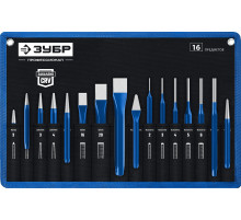 ЗУБР 16 предметов, набор шестигранных зубил и кернеров в чехле, Профессионал (21070-H16)