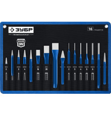 ЗУБР 16 предметов, набор шестигранных зубил и кернеров в чехле, Профессионал (21070-H16)