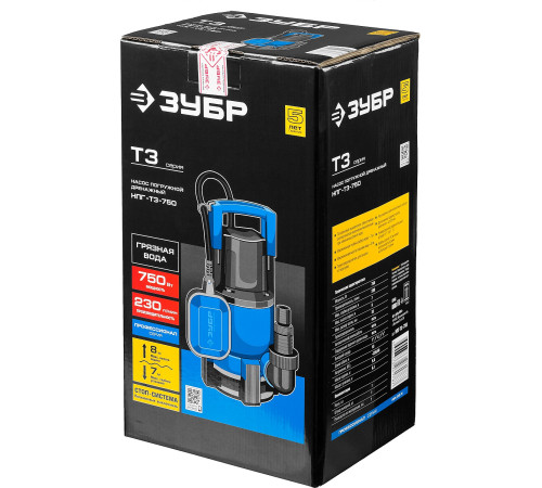 ЗУБР 750 Вт, дренажный насос для грязной воды, Профессионал (НПГ-Т3-750) купить  в Сочи