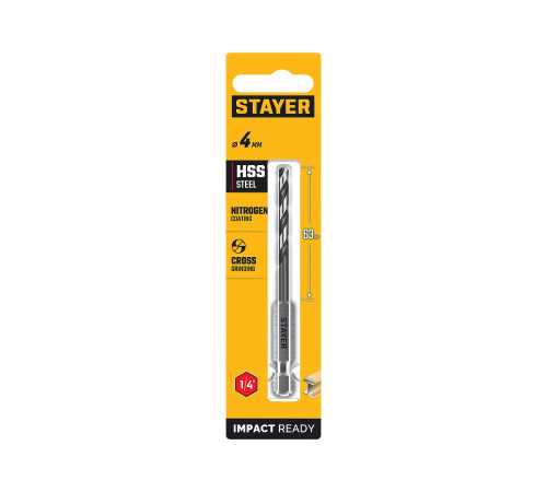 STAYER НЕХ-1/4″, d 4.0 х 98 мм, сверло по металлу для винтовёртов и шуруповертов IMPACT READY (29603-4) купить в Сочи STAYER НЕХ-1/4″, d 4.0 х 98 мм, сверло по металлу для винтовёртов и шуруповертов IMPACT READY (29603-4) купить в Сочи