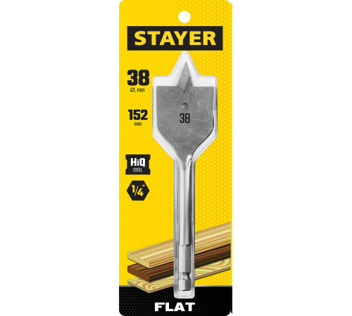 STAYER Flat, 38 x 152 мм, перовое, cверло по дереву (2950-38) купить в Сочи STAYER Flat, 38 x 152 мм, перовое, cверло по дереву (2950-38) купить в Сочи