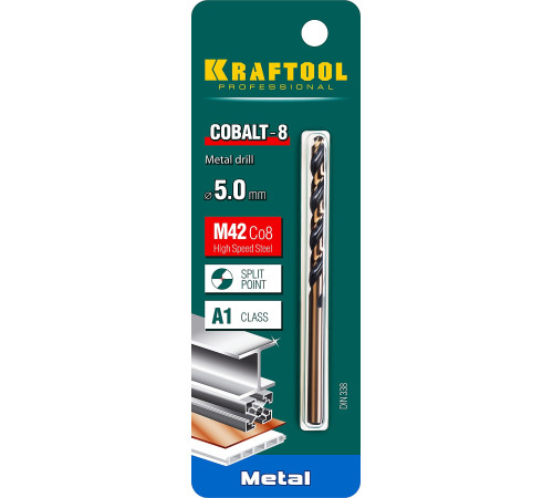 KRAFTOOL COBALT-8, 5.0 х 86 мм, сталь М42, HSS-Co(8%), сверло по металлу (29656-5) купить в Сочи KRAFTOOL COBALT-8, 5.0 х 86 мм, сталь М42, HSS-Co(8%), сверло по металлу (29656-5) купить в Сочи