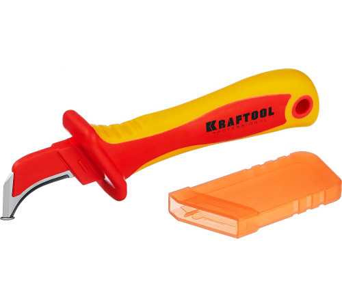 KRAFTOOL KN-7, 1000 В, изогнутый, диэлектрический нож электрика (45400) купить  в Сочи