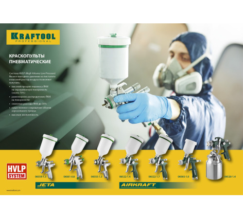 KRAFTOOL AIRKRAFT MINI, HVLP, 1 мм, пневматический краскопульт с верхним бачком (06565-1.0) купить  в Сочи