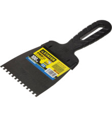 STAYER PROFlat, 100 мм, зуб 4 х 4 мм, пластиковая ручка, зубчатый, нержавеющий фасадный шпатель, Professional (1009-10-04)