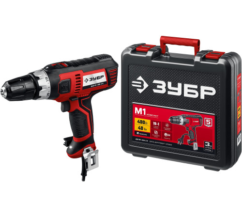 ЗУБР 400 Вт, 40 Н·м, кейс, сетевая дрель-шуруповерт (ДШ-М1-400-2 К) купить  в Сочи