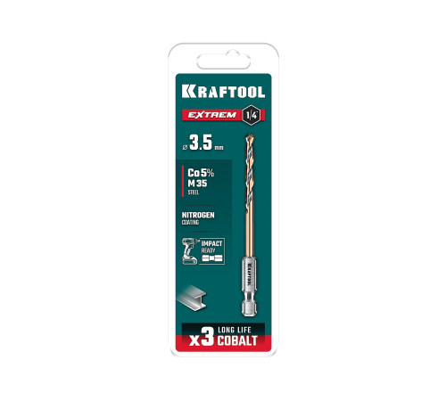 KRAFTOOL НЕХ-1/4″, d 3.5 х 79 мм, сверло по металлу для винтовёртов и шуруповертов IMPACT READY (29652-3.5) купить в Сочи KRAFTOOL НЕХ-1/4″, d 3.5 х 79 мм, сверло по металлу для винтовёртов и шуруповертов IMPACT READY (29652-3.5) купить в Сочи