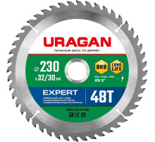 URAGAN Expert, 230 х 32/30 мм, 48Т, пильный диск по дереву (36802-230-32-48)
