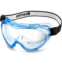 KRAFTOOL PANORAMA стекло из поликарбоната с покрытием от царапин и запотевания, обтюратор из PVC, непрямая вентиляция, защитные очки (11008)