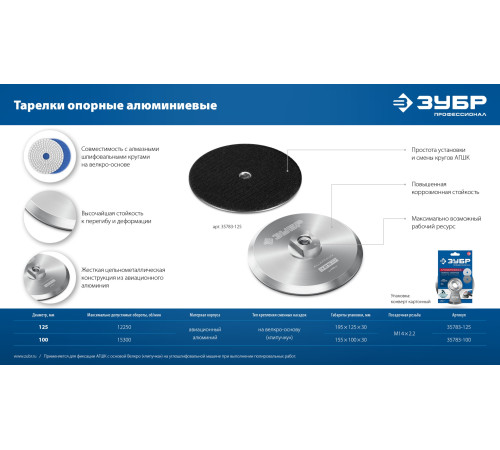 ЗУБР d 125 мм, М14, держатель алюминиевый для АГШК, ПРОФЕССИОНАЛ (35783-125) купить  в Сочи