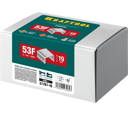 KRAFTOOL тип 20GA (53F/D/056) 19 мм, 5000 шт, скобы для степлера (31787-19) купить  в Сочи