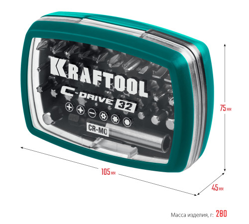 KRAFTOOL C-Drive 32, 32шт, набор многофункциональных бит (26067-H32) купить  в Сочи