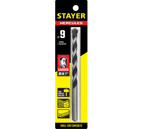 STAYER Hercules, 9 x 120 мм, cверло по бетону, Professional (2915-120-09) купить в Сочи STAYER Hercules, 9 x 120 мм, cверло по бетону, Professional (2915-120-09) купить в Сочи